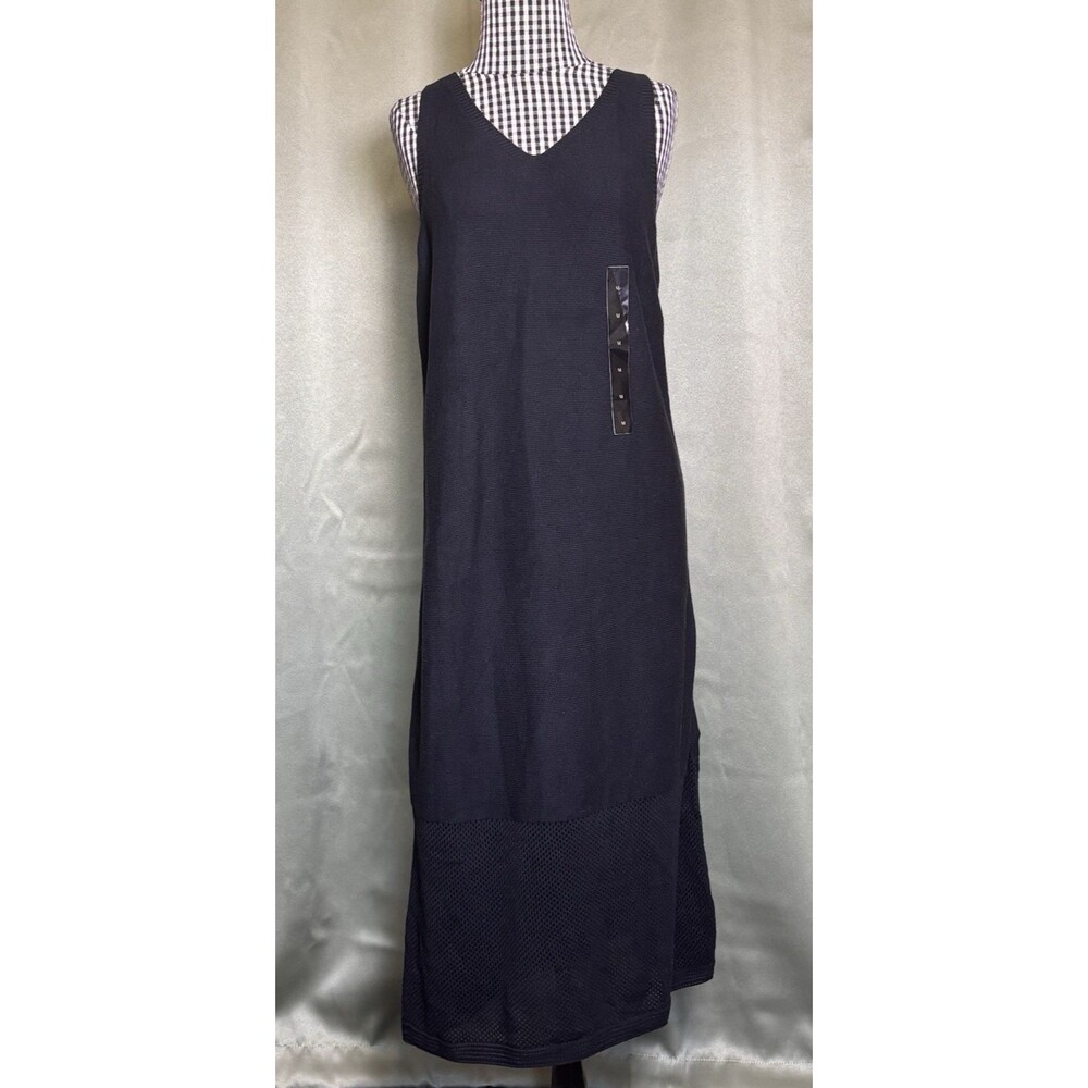 Banana Republic V-Neck Knit Tank Maxi Dress Cover-Up Black Crochet Bottom NEW!